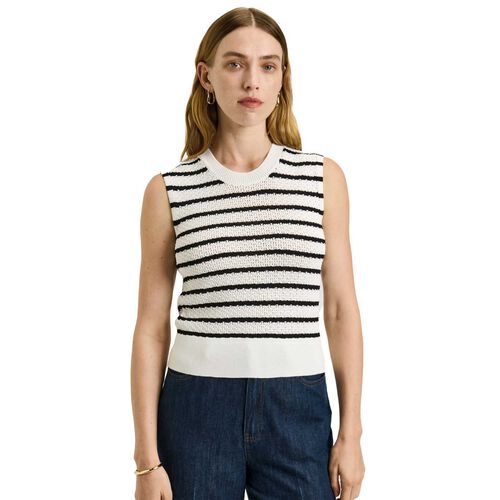 Veronika Maine Crochet Stripe Knit Tank
